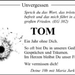 Jahresgedenken Tom