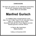 Danksagung Manfred Gurisch