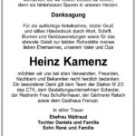 Danksagung Heinz Kamenz