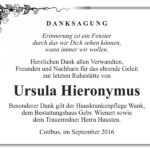 Danksagung Ursula Hieronymus