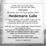 Danksagung Heidemarie Galle