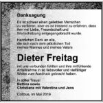 Danksagung Dieter Freitag
