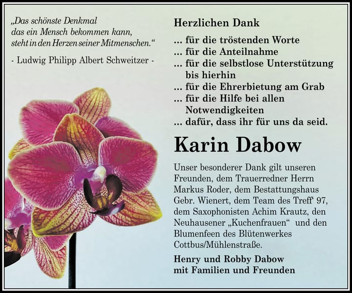 Danksagung Karin Dabow