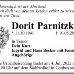 Traueranzeige Dorit Parnitzke