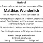 Nachruf Matthias Wunderlich