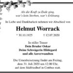 Traueranzeige Helmut Worrack