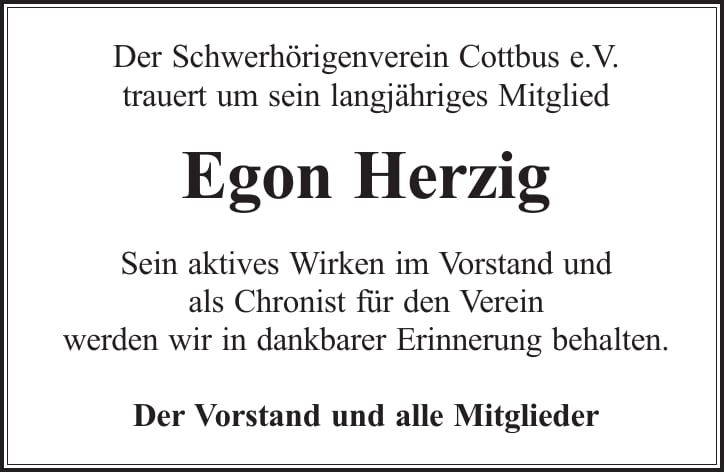 Danksagung Egon Herzig
