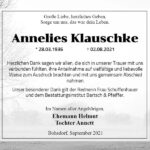 Traueranzeige Annelies Klauschke