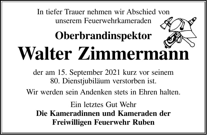 Nachruf Walter Zimmermann