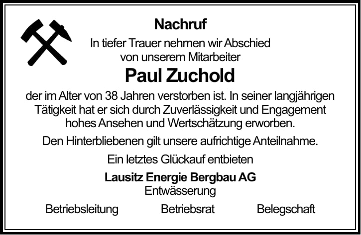 Nachruf Paul Zuchold