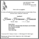 Traueranzeige Hans-Hermann Hansen