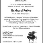 Traueranzeige Eckhard Feike