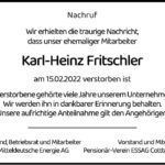 Nachruf Karl-Heinz Fritschler