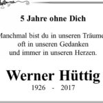 Jahresgedenken Werner Hüttig