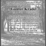 Traueranzeige Günter Kradel