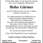 Nachruf Heike Gärtner