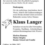 Danksagung Klaus Langer