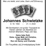 Traueranzeige Johannes Schwietzke