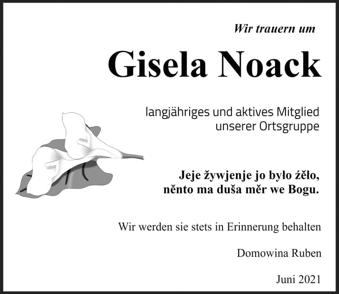 Nachruf Gisela Noack