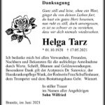 Danksagung Helga Tarz
