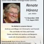 Traueranzeige Renate Hörenz, geb. Müller