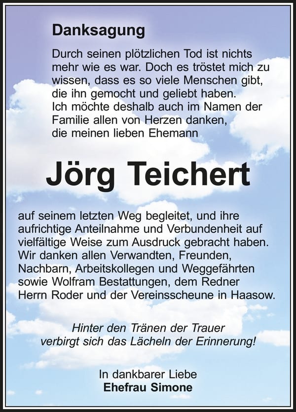 Danksagung Jörg Teichert
