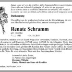 Danksagung Renate Schramm, geb. Greschke