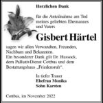 Danksagung Gisbert Härtel
