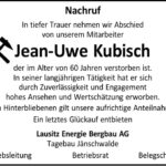 Nachruf Jean-Uwe Kubisch