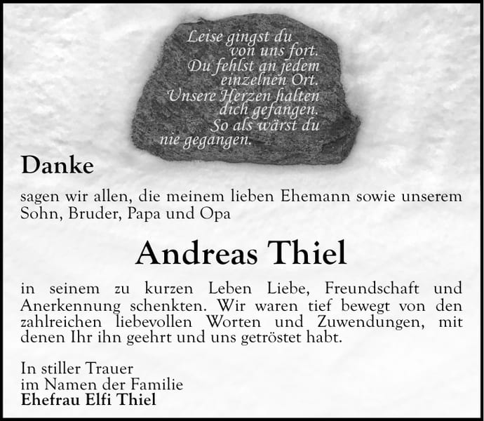 Traueranzeige Andreas Thiel