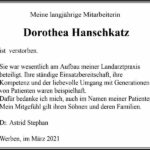 Traueranzeige Dorothea Hanschkatz