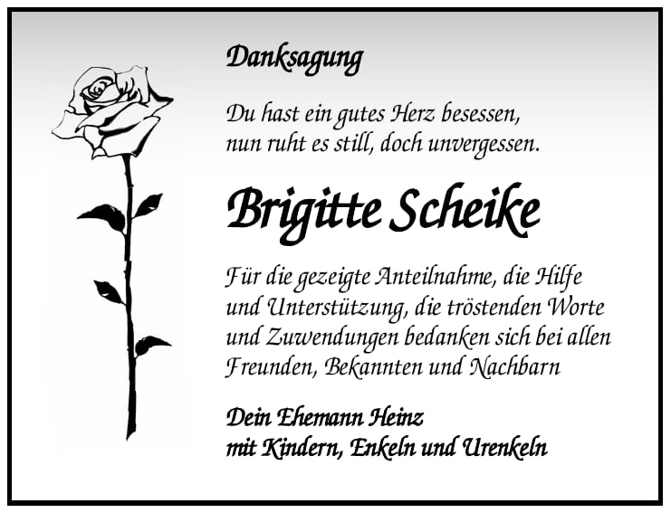 Danksagung Brigitte Scheike