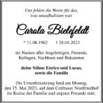 Traueranzeige Carola Bielefeldt