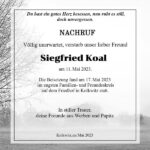 Nachruf Siegfried Koal