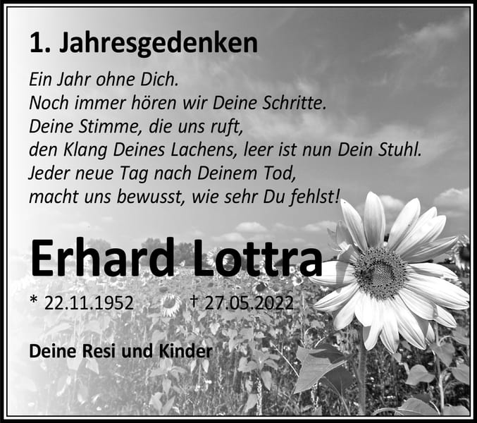 Jahresgedenken Erhard Lottra