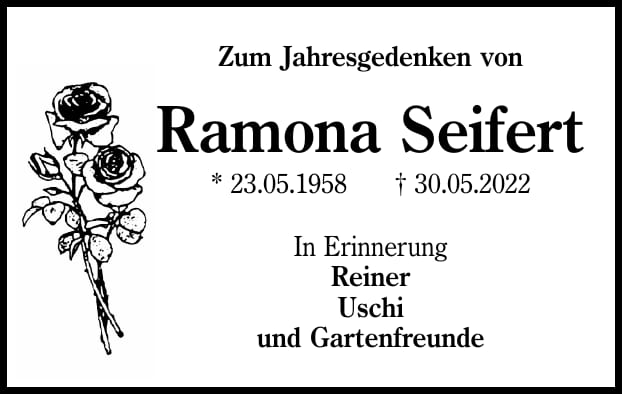 Jahresgedenken Ramona Seifert