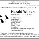 Traueranzeige Harald Wilken