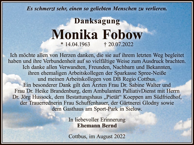 Danksagung Monika Fobow