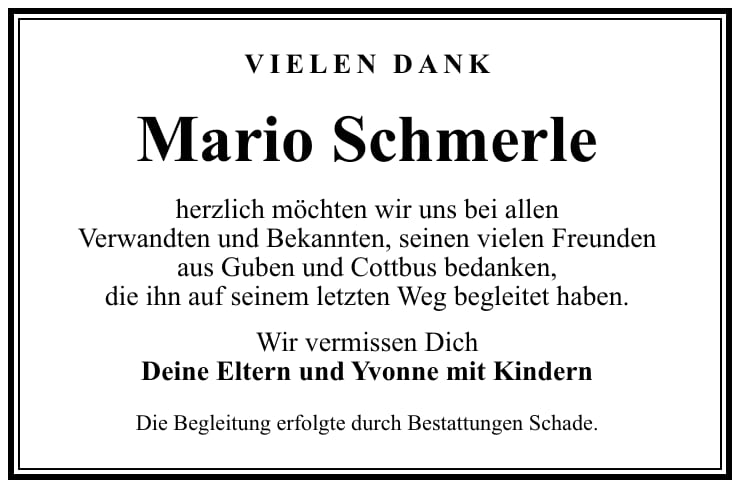 Danksagung Mario Schmerle