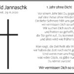 Jahresgedenken Arnold Jannaschk
