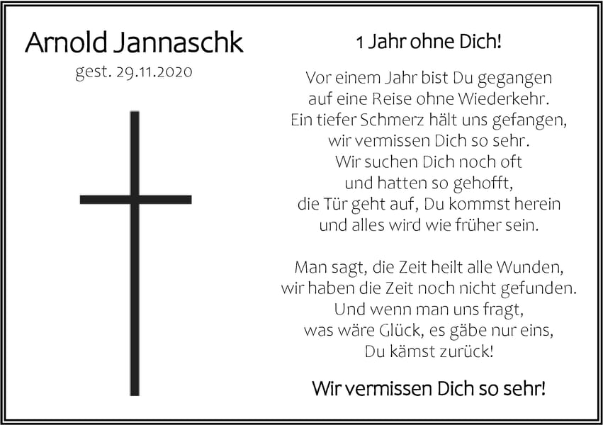 Jahresgedenken Arnold Jannaschk