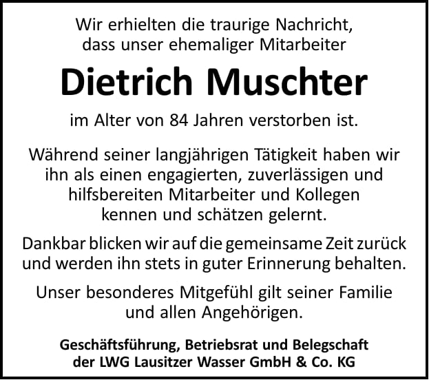 Nachruf Dietrich Muschter