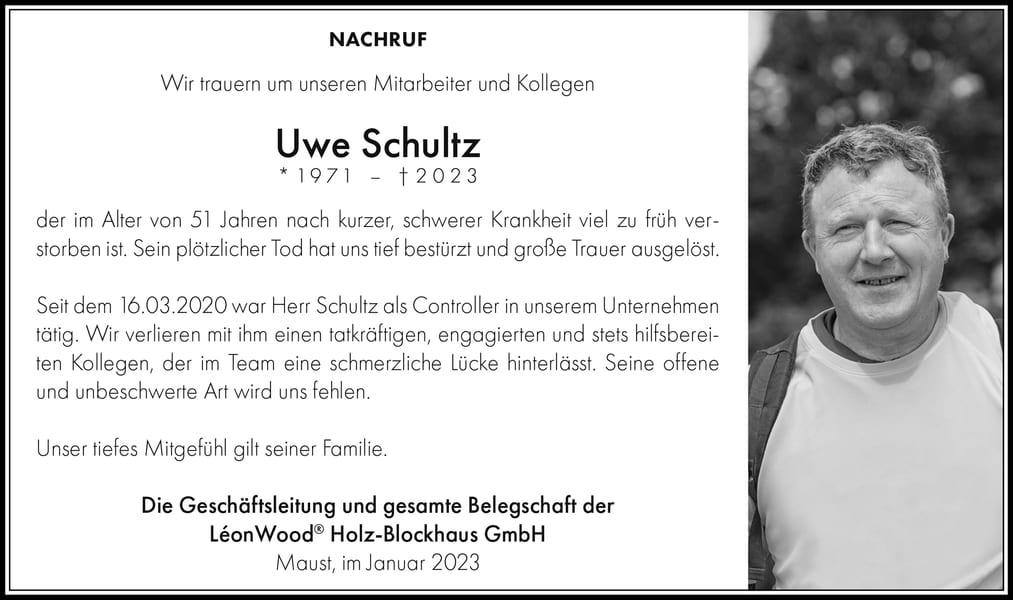 Danksagung Uwe Schultz