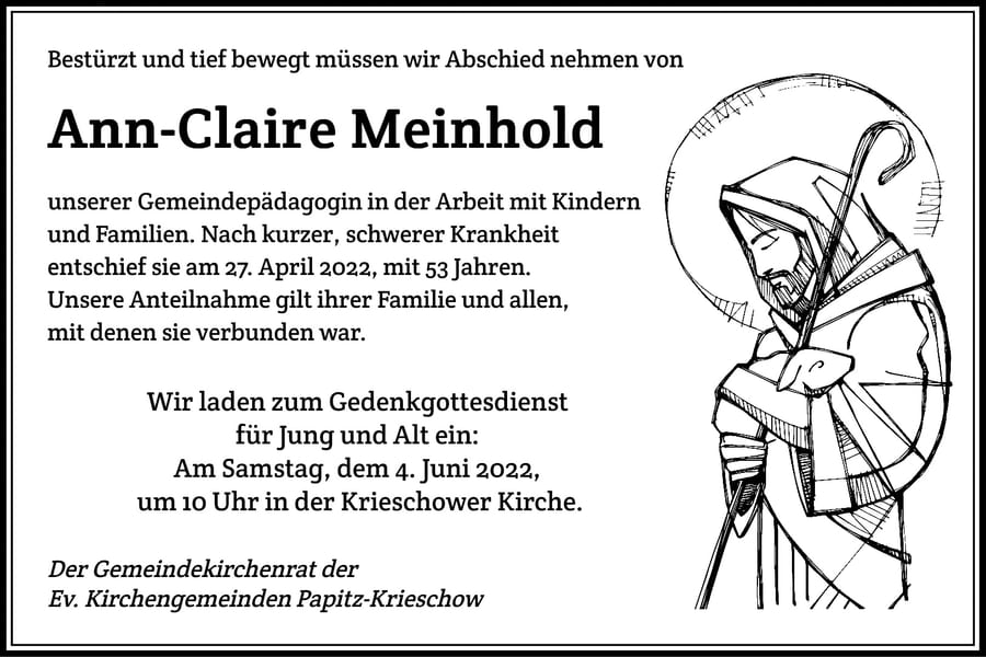 Traueranzeige Ann-Claire Meinhold