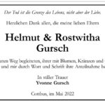 Danksagung Helmut und Rostwitha Gursch