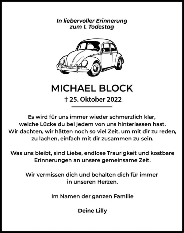 Jahresgedenken Michael Block