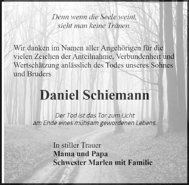 Danksagung Daniel Schiemann