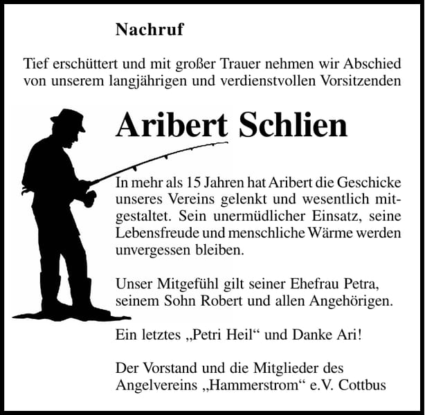 Nachruf Aribert Schlien