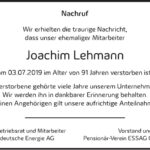 Nachruf Joachim Lehmann