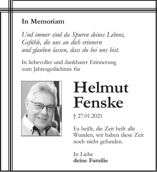 Jahresgedenken Helmut Fenske